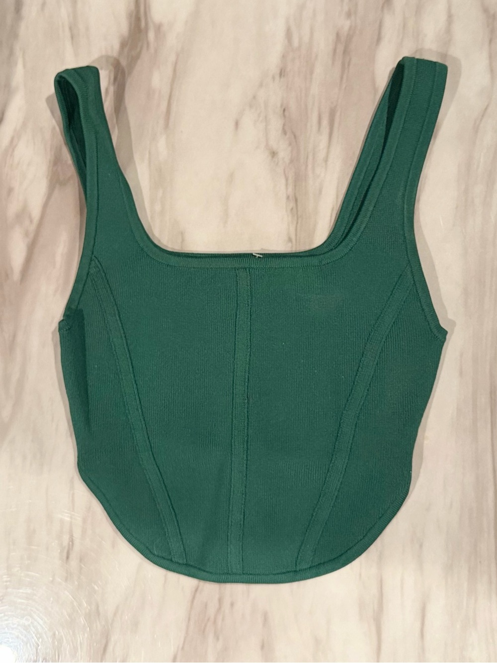 Babaton Emerald Ribbed Square-Neck Tank Top